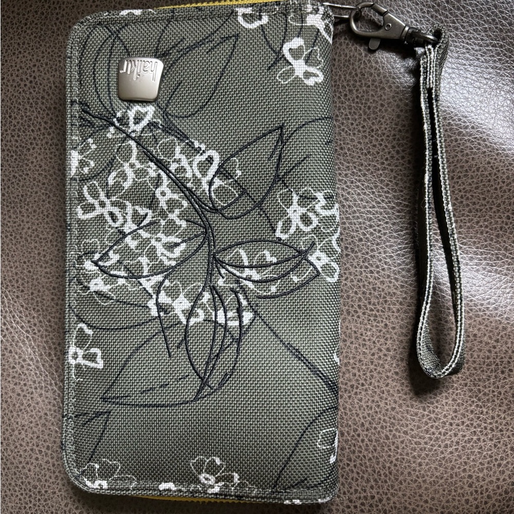 Haiku Olive Floral Zip Around Wristlet Wallet